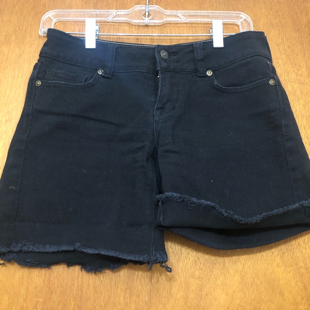 Black denim shorts